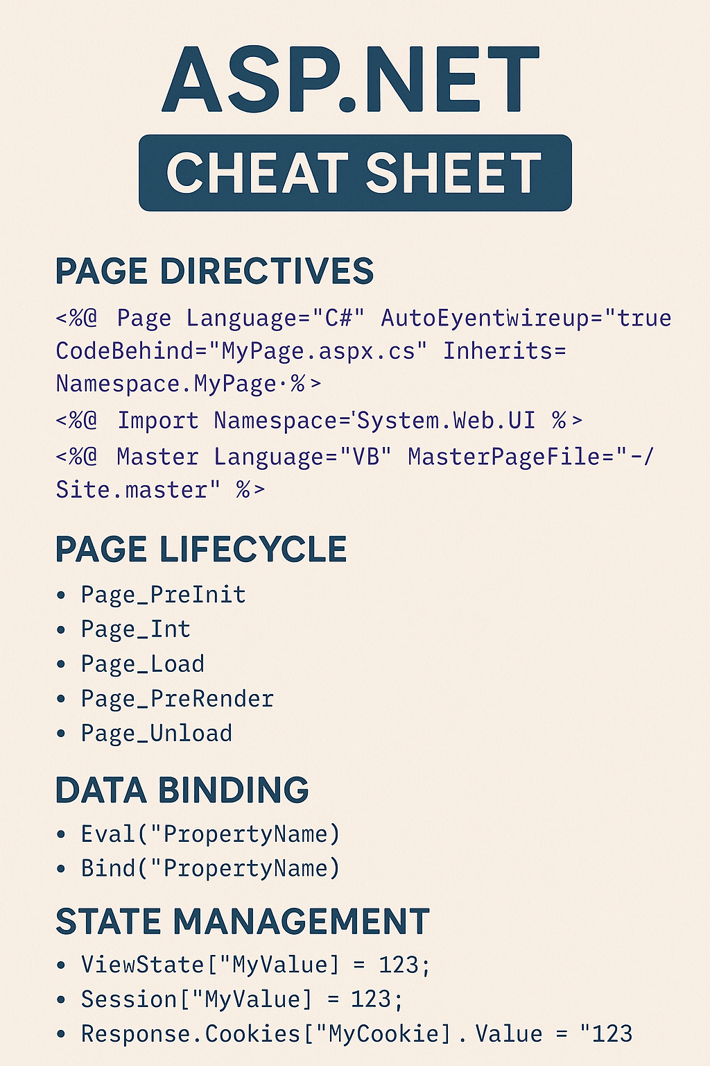 ASP.NET Cheatsheet