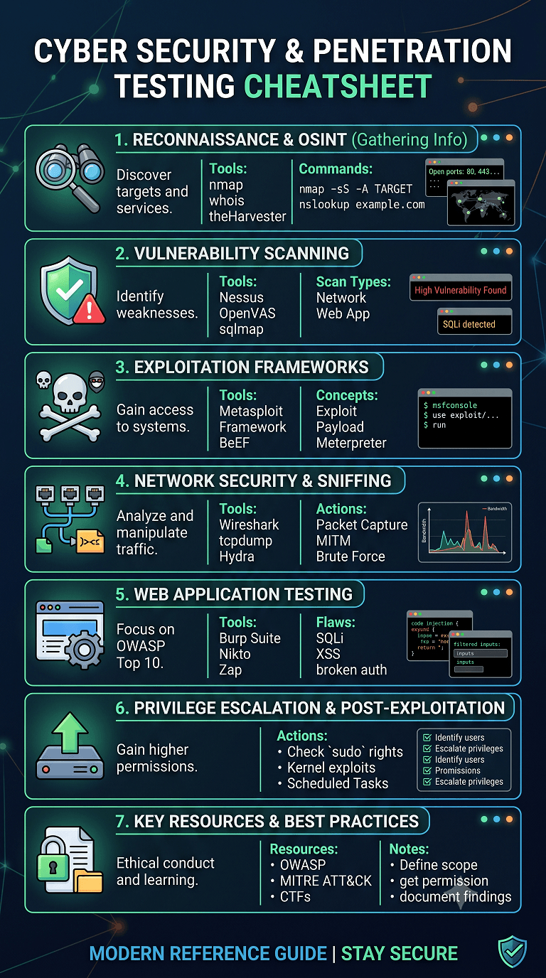Cyber Security and Penetration Testing Cheatsheet