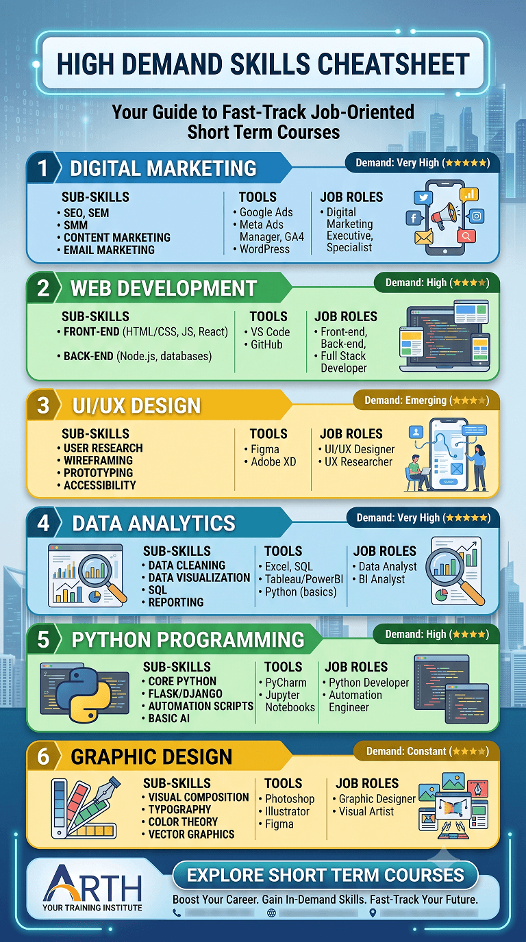 High Demand Skills Cheatsheet for Short Term Courses