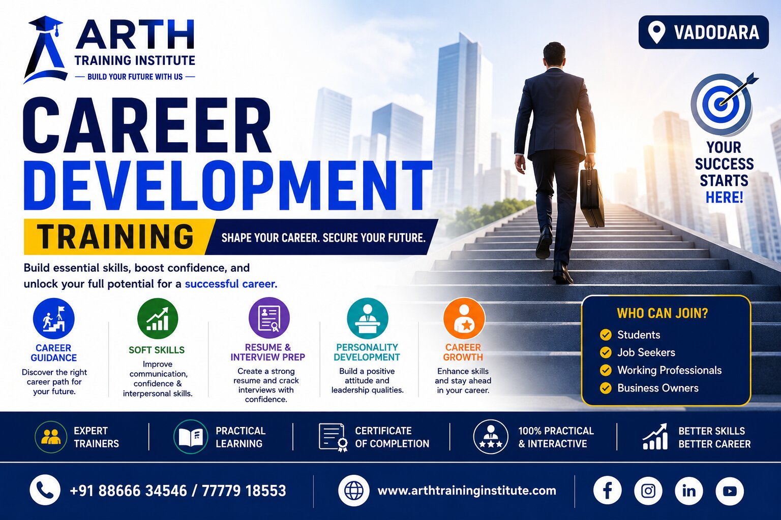 Career development and soft skills training classroom at Arth Training Institute, Vadodara