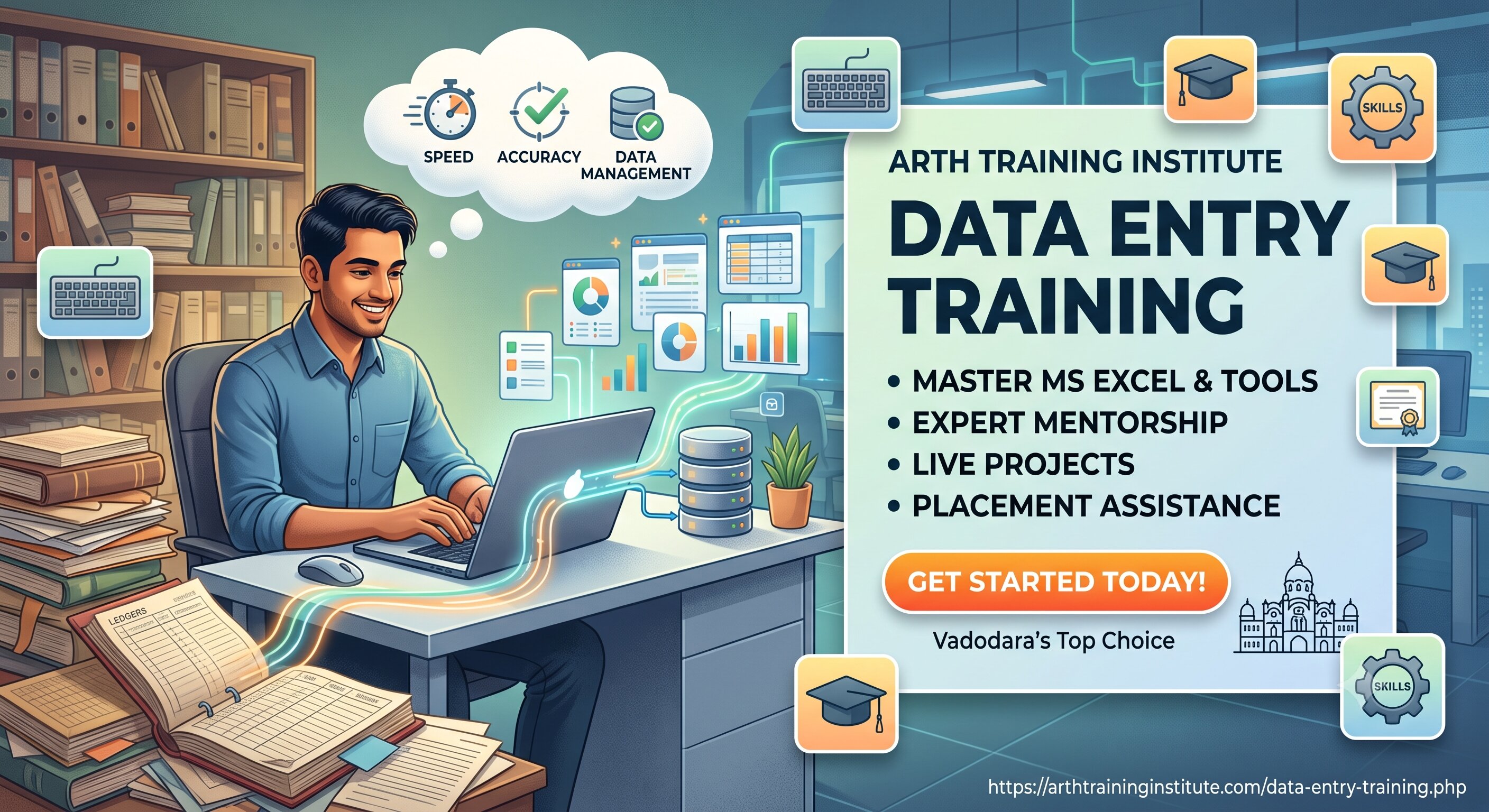 Data entry training classroom at Arth Training Institute, Vadodara