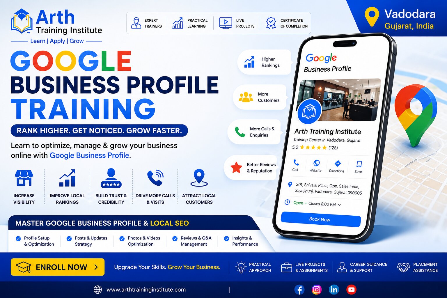 Google Business Profile training classroom at Arth Training Institute, Vadodara