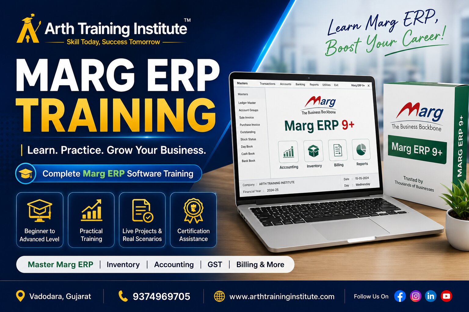 MargERP software training classroom at Arth Training Institute, Vadodara