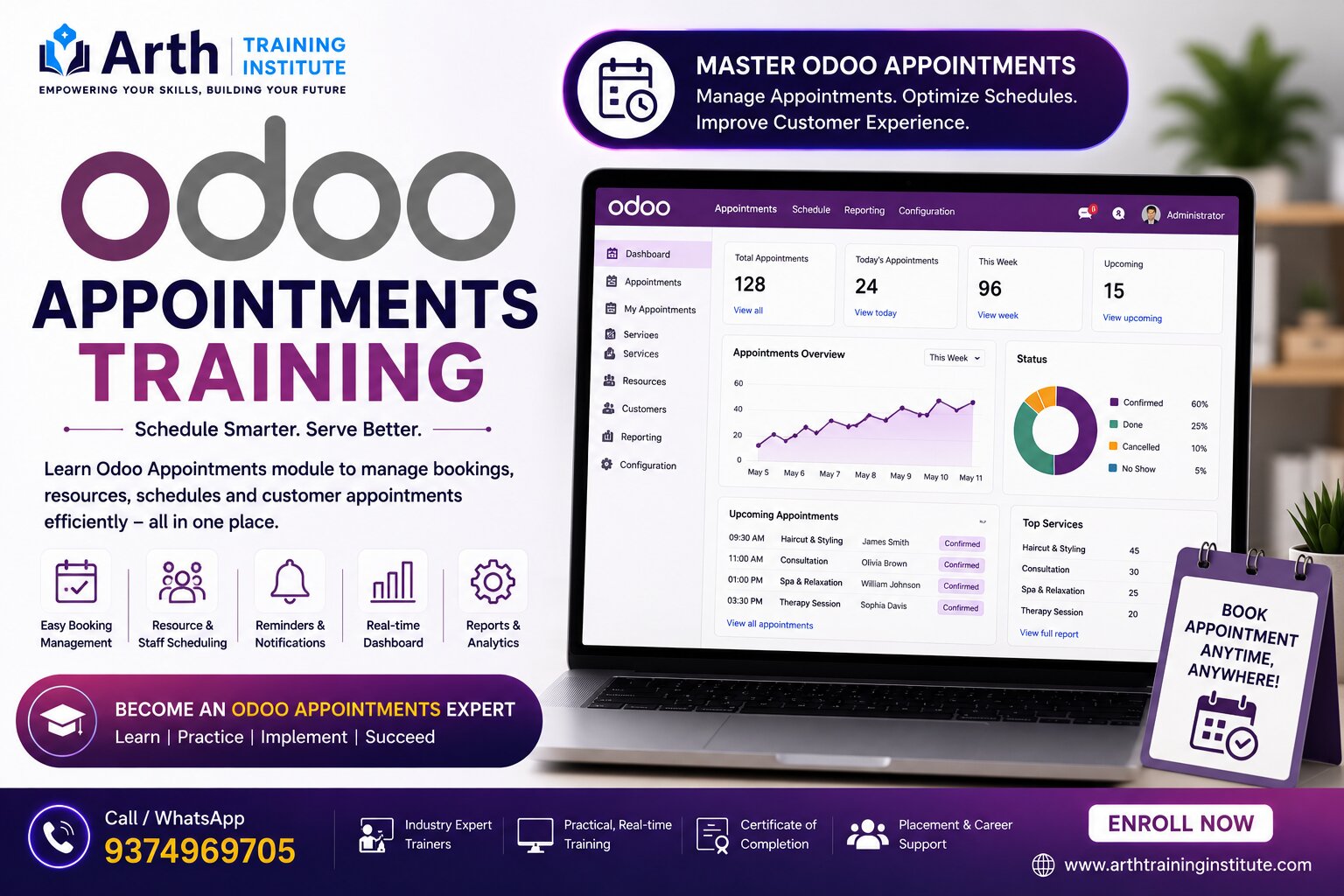 Odoo Appointments training classroom at Arth Training Institute, Vadodara