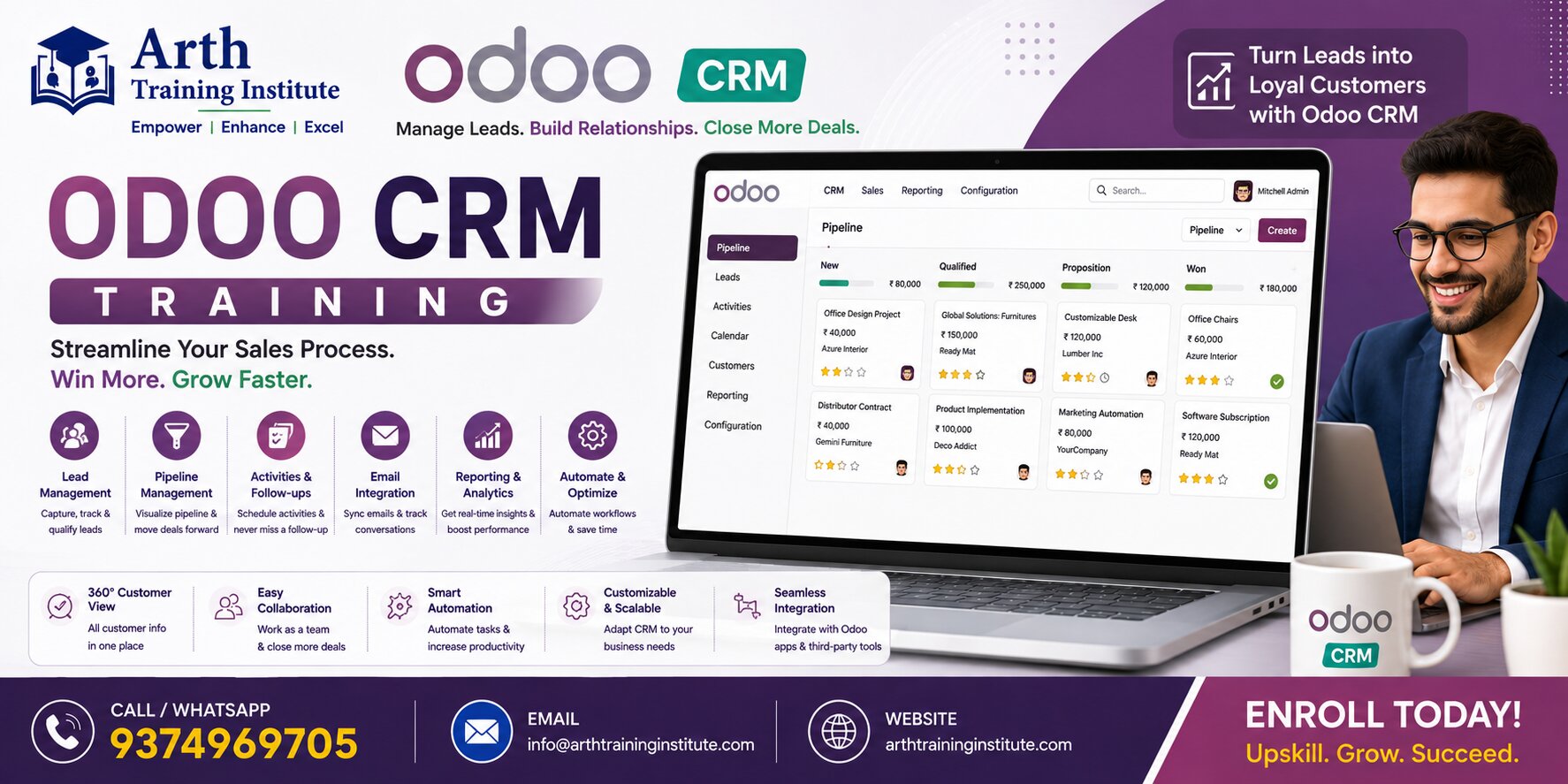 Odoo CRM training classroom at Arth Training Institute, Vadodara