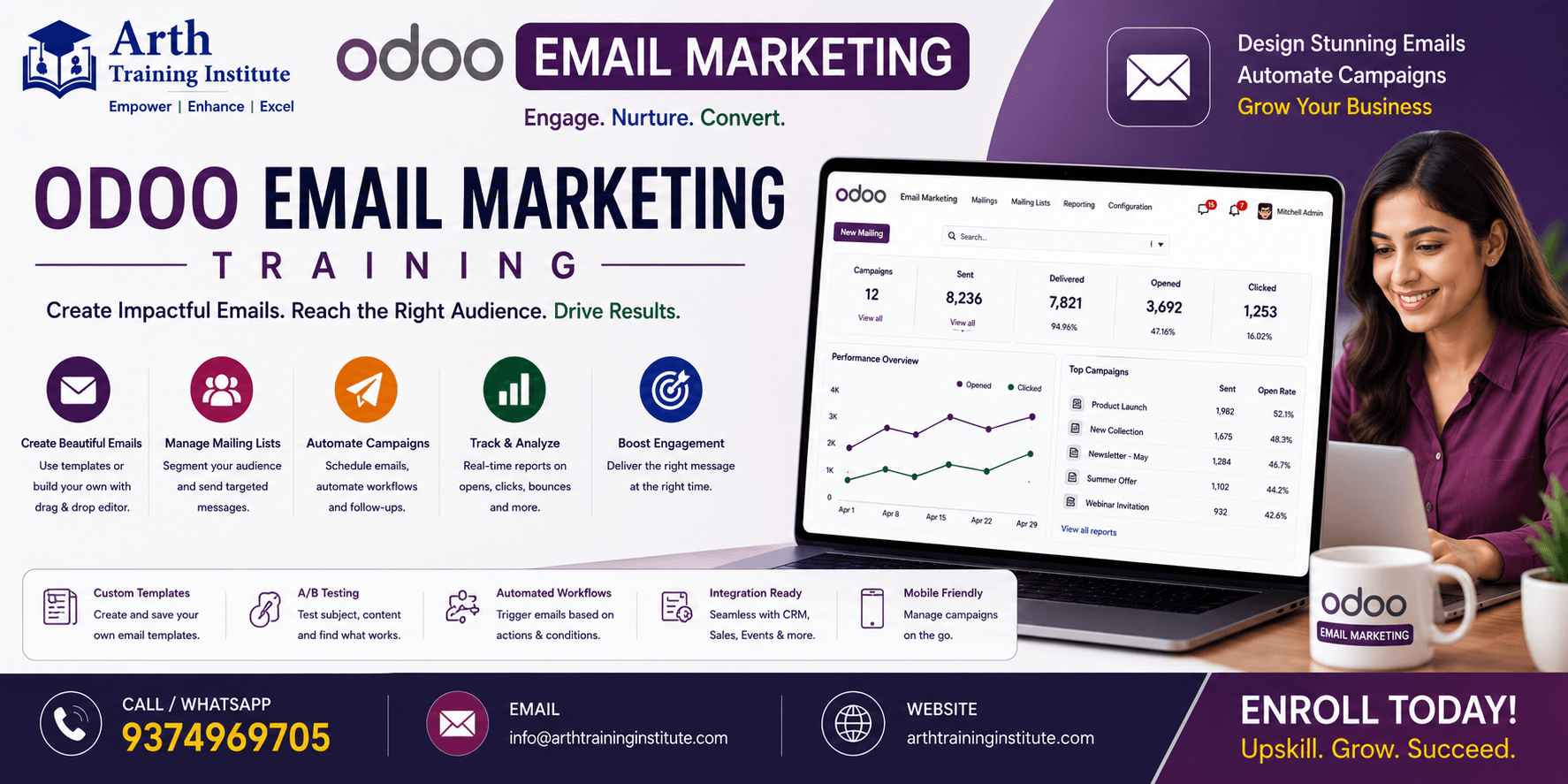 Odoo Email Marketing training classroom at Arth Training Institute, Vadodara