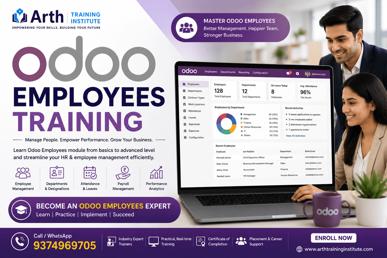 Odoo Employees training classroom at Arth Training Institute, Vadodara