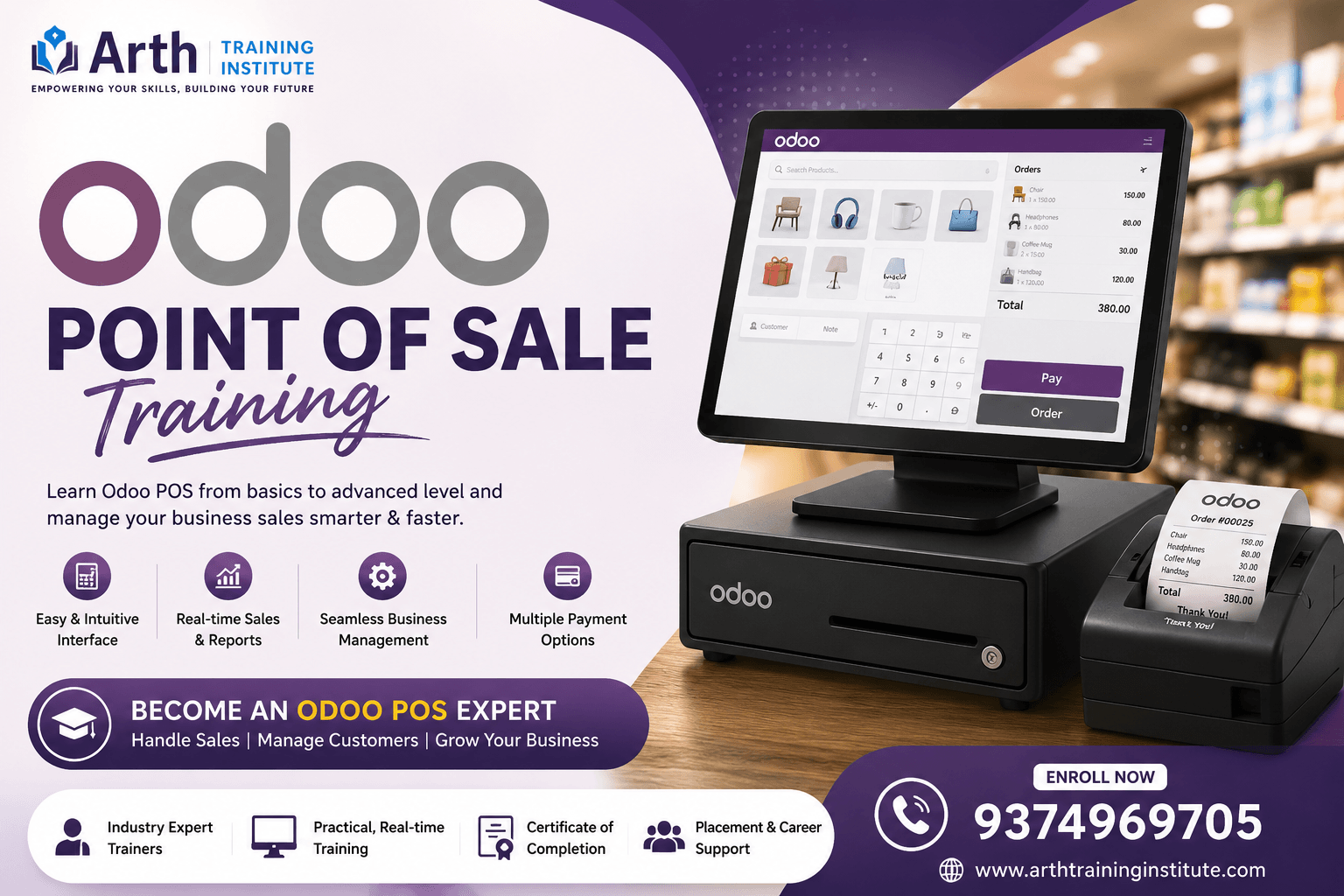 Odoo Point of Sale training classroom at Arth Training Institute, Vadodara