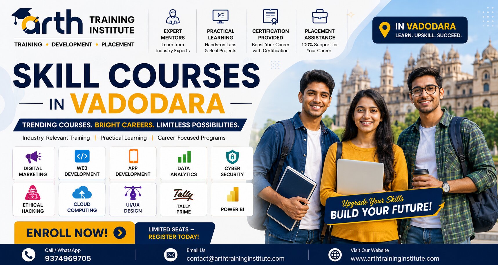 Students learning in-demand skills at Arth Training Institute, Vadodara