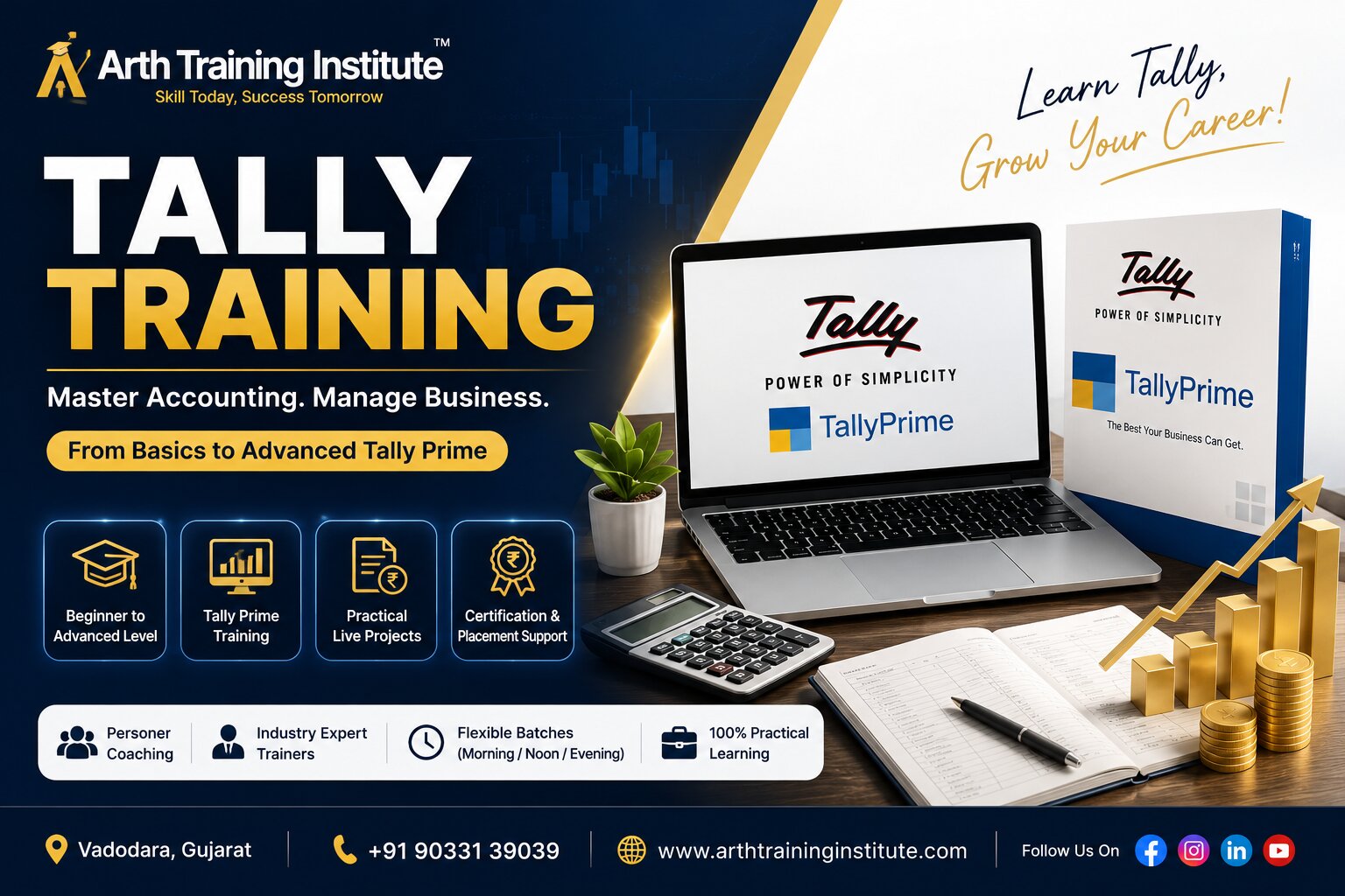 Tally training classroom at Arth Training Institute, Vadodara