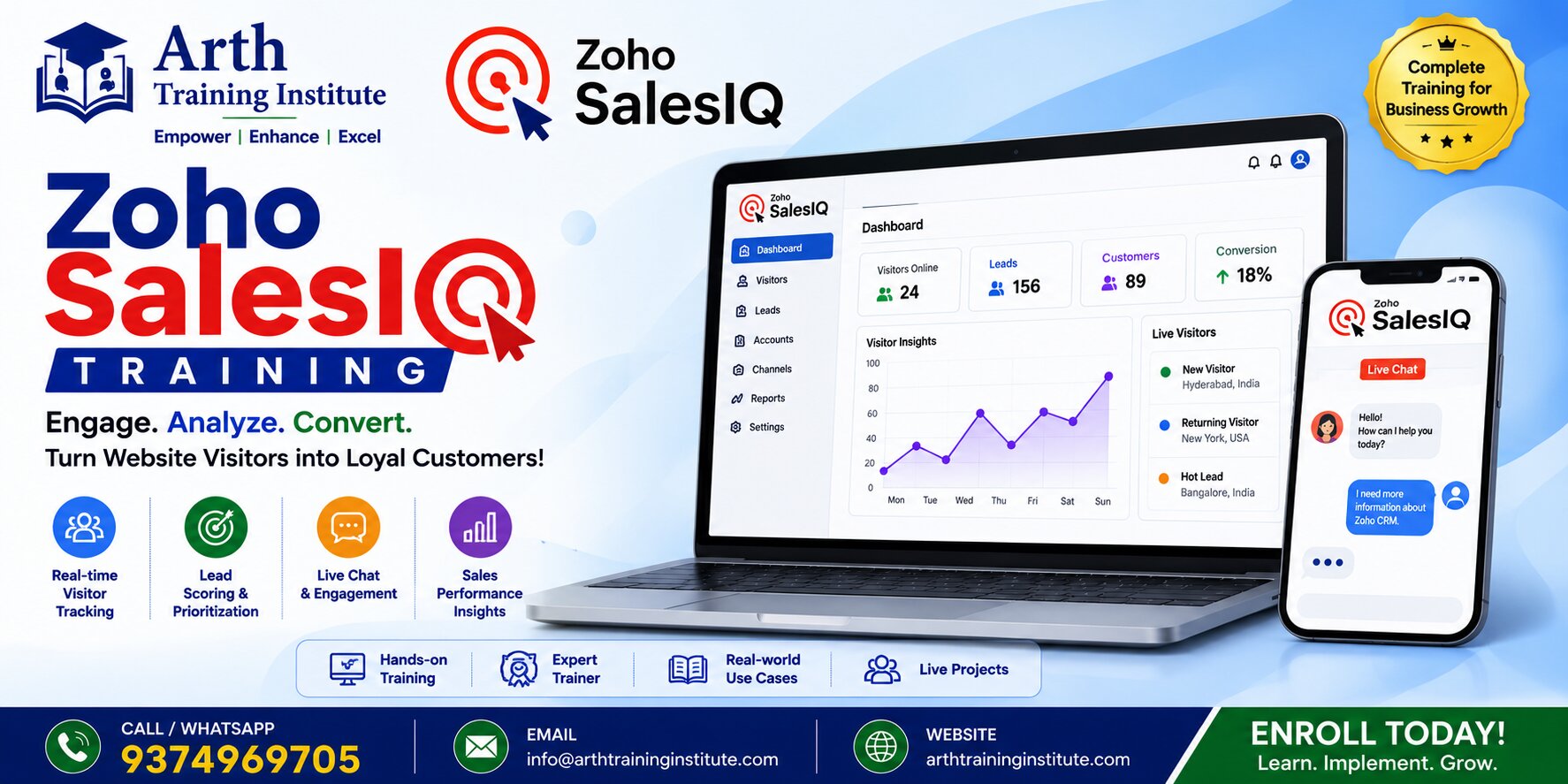Zoho SalesIQ training classroom at Arth Training Institute, Vadodara