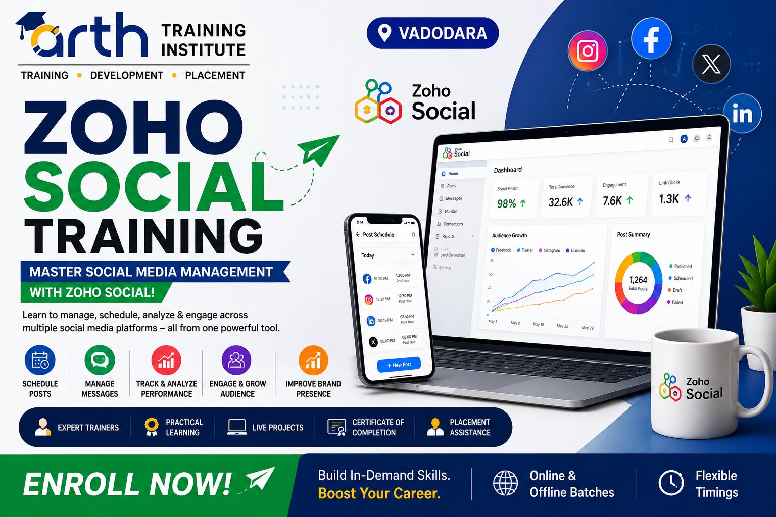 Zoho Social training classroom at Arth Training Institute, Vadodara