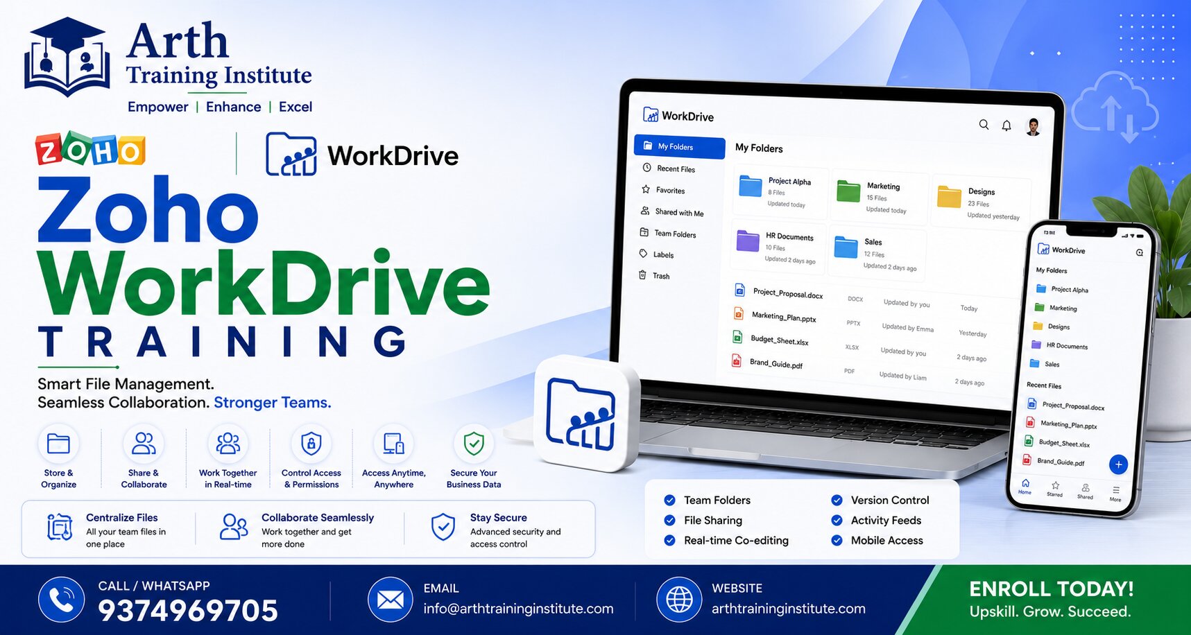 Zoho WorkDrive practical training session at Arth Training Institute, Vadodara